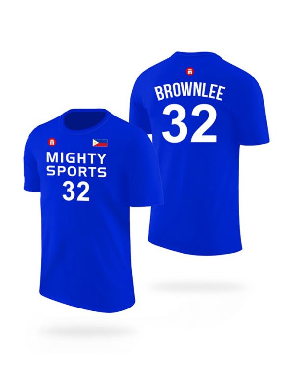 mighty sports justin brownlee tee blue
