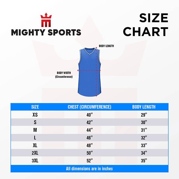 mighty sports jersey size chart