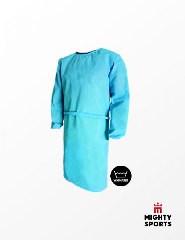 mighty sports ppe washable lab gown sky blue